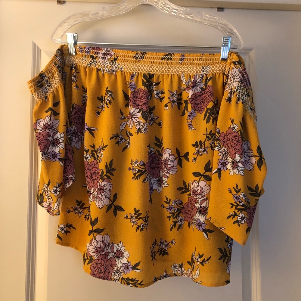 Yellow off the shoulder blouse